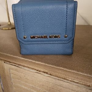 Michael Kors Blue Tri- FoldLeather Wallet/coin Holder.